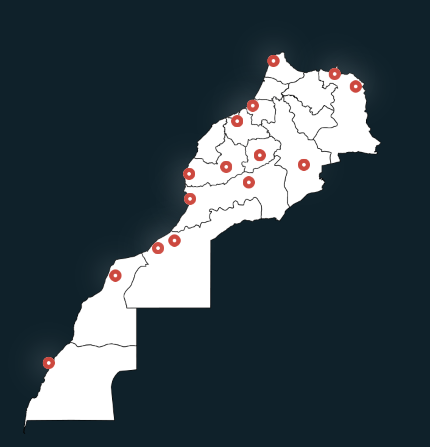 Map of Morocco showing all airports covered by Moroccan Aviation Services